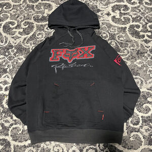 Vintage Men's Fox Racing Black & Red Hoodie S
